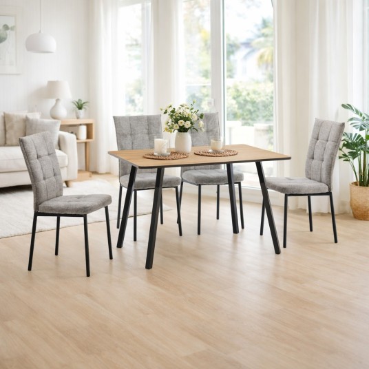 mesa de comedor fija 120x80 cm color roble y estructura negra