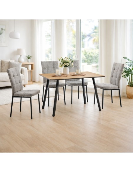 mesa de comedor fija 120x80 cm color roble y estructura negra