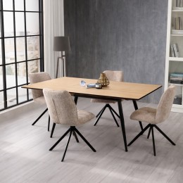 mesa de comedor extensible 140 a 180 cm con patas negras