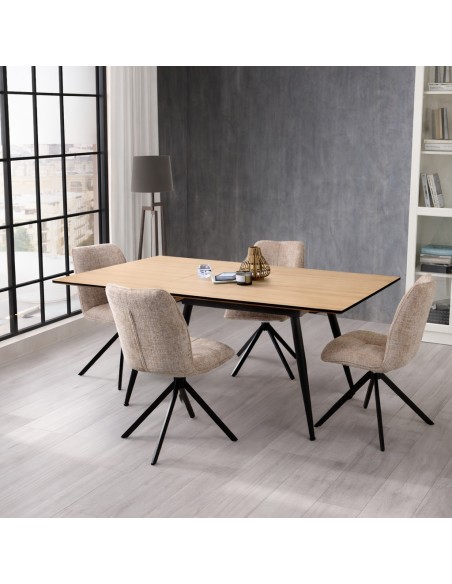 mesa de comedor extensible 140 a 180 cm con patas negras