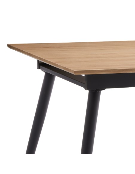 Mesa de comedor extensible 140-180 cm con tapa de melamina y patas negras