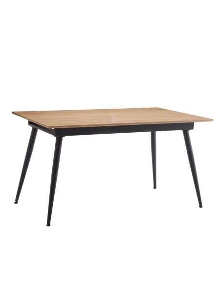 Mesa de comedor extensible 140-180 cm con tapa de melamina y patas negras