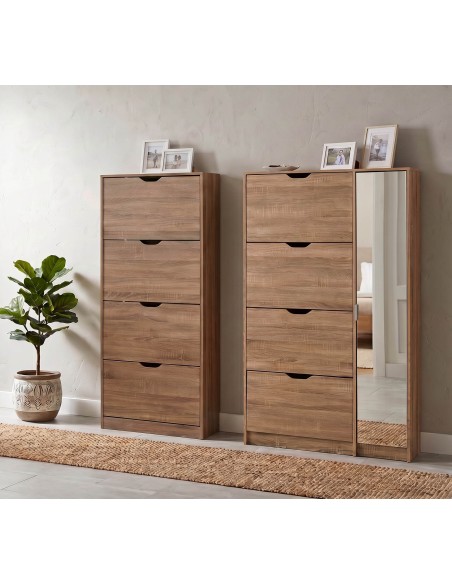 Zapatero X21 con Espejo – Efecto Roble Natural