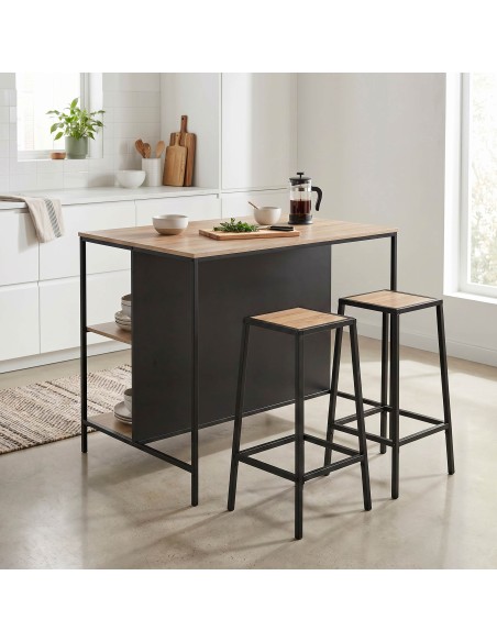 Isla de cocina Aliaj en madera y metal