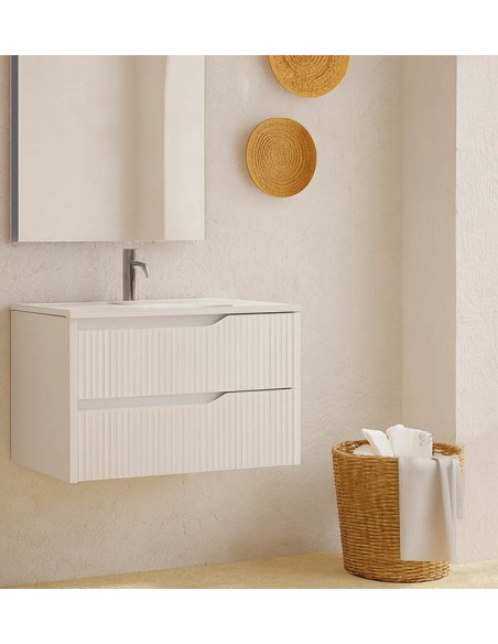 Mueble de baño suspendido Turín 80 cm blanco mate