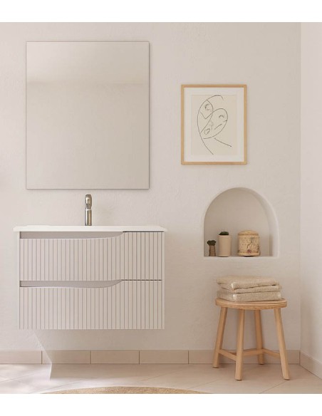 mueble de baño suspendido Turín 80 cm blanco mate.