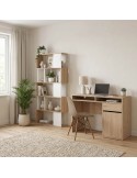 Escritorio Freia Roble Jackson Hickory con puerta y cajón
