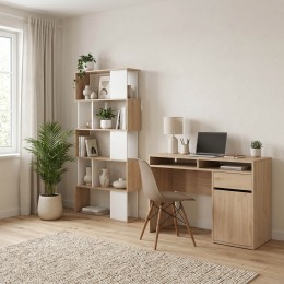 Escritorio Freia Roble Jackson Hickory con puerta y cajón