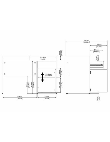 Escritorio Freia Roble Jackson Hickory con 1 Puerta y 1 Cajón