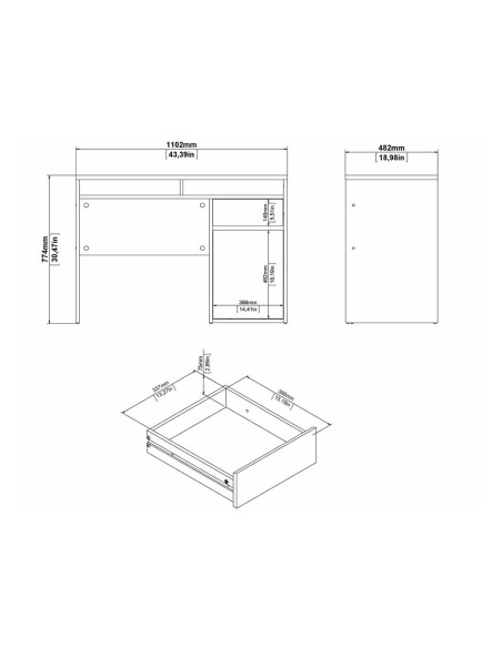 Escritorio Freia Roble Jackson Hickory con 1 Puerta y 1 Cajón