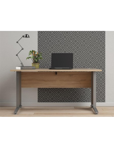 Escritorio Oficina Dunia Roble Jackson Hickory y Gris 150 cm