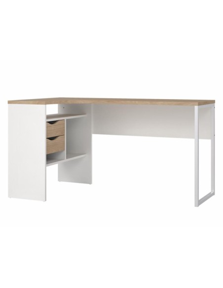 Escritorio Esquinero Freia Roble Jackson Hickory y Blanco