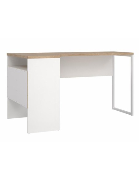 Escritorio Esquinero Freia Roble Jackson Hickory y Blanco