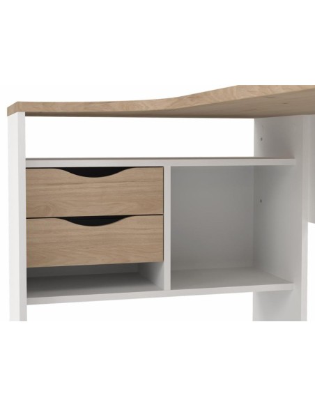 Escritorio Esquinero Freia Roble Jackson Hickory y Blanco