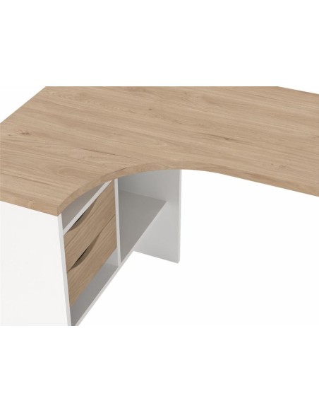 Escritorio Esquinero Freia Roble Jackson Hickory y Blanco