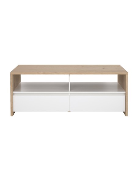 Mesa de Centro Nael Blanco y Roble Jackson Hickory con 2 Puertas