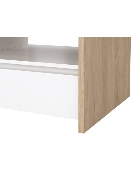 Mesa de Centro Nael Blanco y Roble Jackson Hickory con 2 Puertas