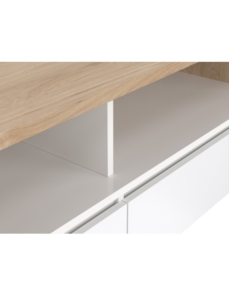 Mesa de Centro Nael Blanco y Roble Jackson Hickory con 2 Puertas