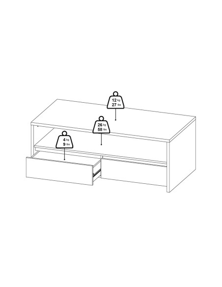Mesa de Centro Nael Blanco y Roble Jackson Hickory con 2 Puertas