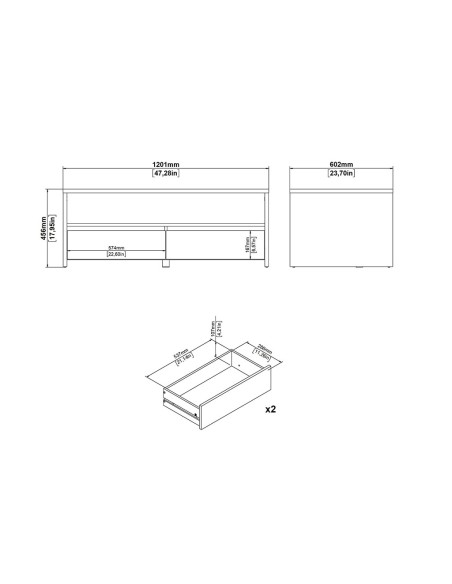 Mesa de Centro Nael Blanco y Roble Jackson Hickory con 2 Puertas