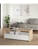 Mesa de Centro Nael Blanco y Roble Jackson Hickory estilo nórdico.