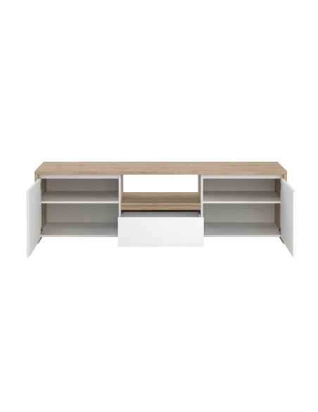 Mueble TV Nael Blanco y Roble Jackson Hickory para Televisores