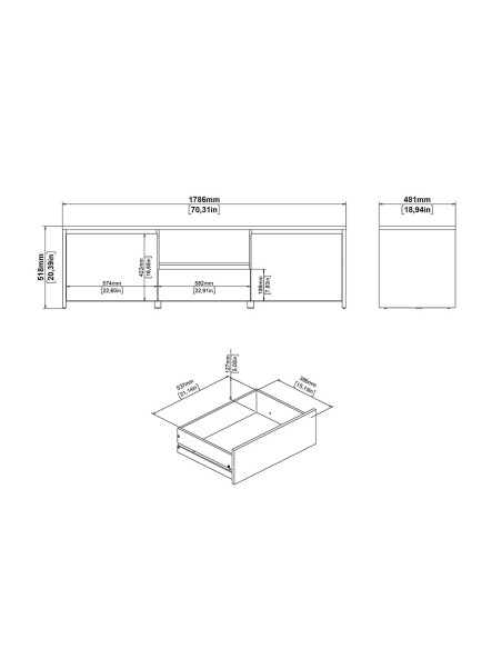 Mueble TV Nael Blanco y Roble Jackson Hickory para Televisores