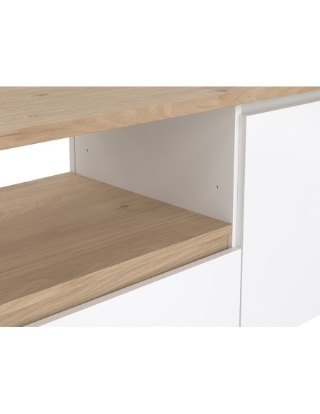 Mueble TV Nael Blanco y Roble Jackson Hickory para Televisores