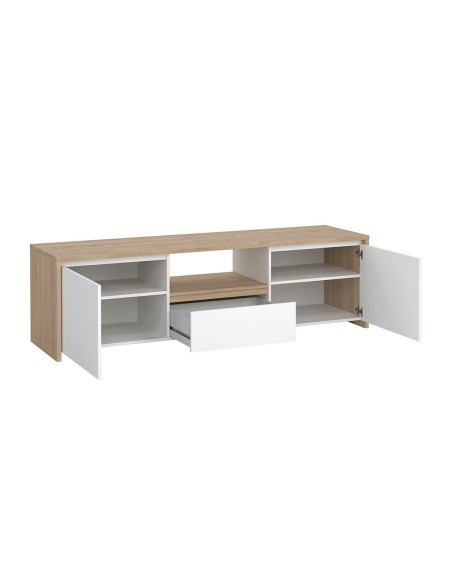 Mueble TV Nael Blanco y Roble Jackson Hickory para Televisores