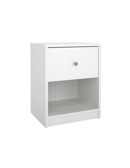 Mesita de Noche Mai Blanca con Cajón y Estante