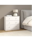 Cómoda Mai blanca brillante de 3 cajones estilo nórdico.