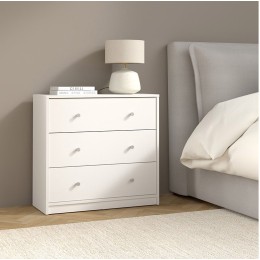 Cómoda Mai blanca brillante de 3 cajones estilo nórdico.