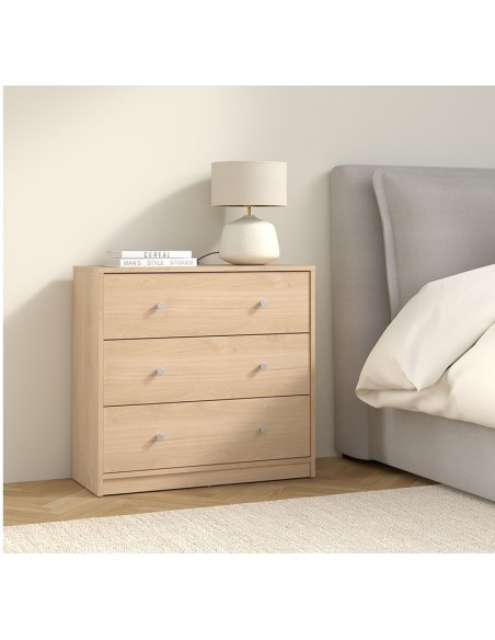 Cómoda Mai Roble Jackson Hickory de 3 Cajones