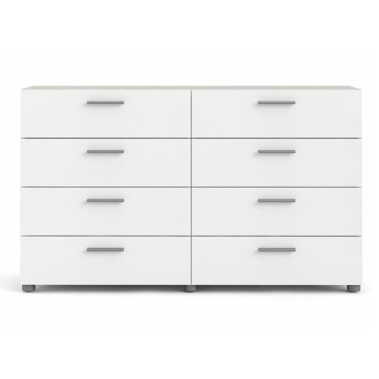 Cómoda Bru de 8 Cajones Roble y Blanco