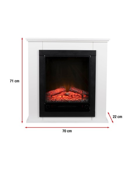 Chimenea Eléctrica Lugano Classic Fire 1800W Blanca
