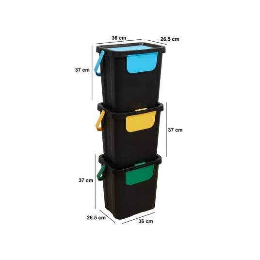 Set 3 Cubos de Reciclaje 24 Litros