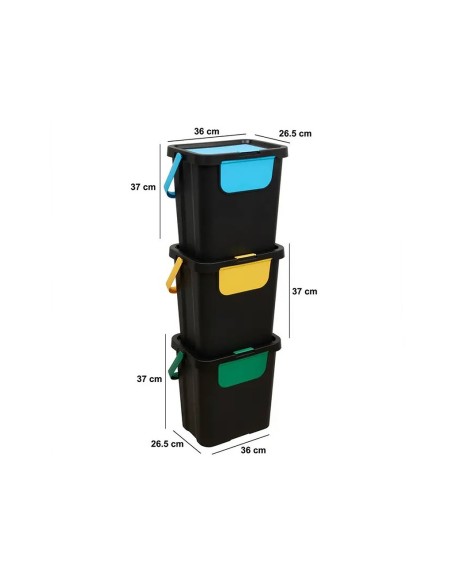 Set 3 Cubos de Reciclaje 24 Litros
