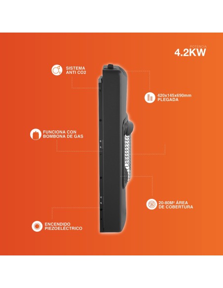 Estufa de Gas Infrarrojos Plegable Mococa Niaros 4200 W