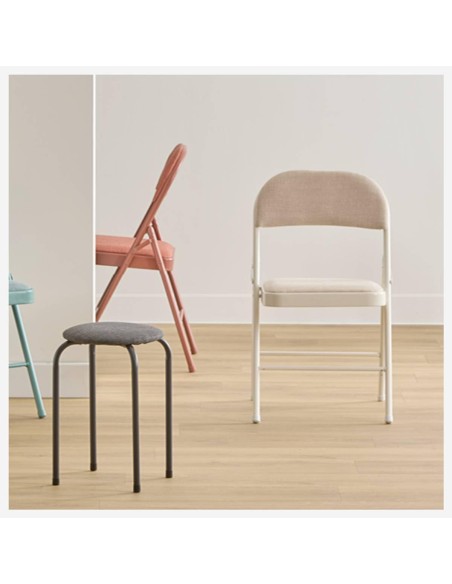 Silla Plegable Flexy Tela Siena Roja de Acero y Poliéster