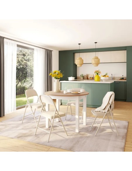 Silla Plegable Flexy Beige con Asiento Acolchado
