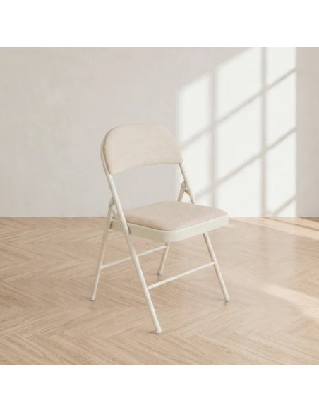 Silla Plegable Flexy Beige con Asiento Acolchado