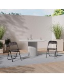 Silla Plegable de Terciopelo Gris con Estructura de Acero