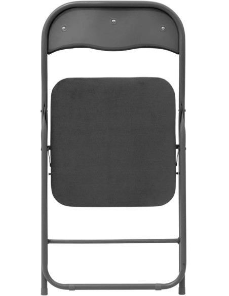 Silla Plegable de Terciopelo Gris con Estructura de Acero