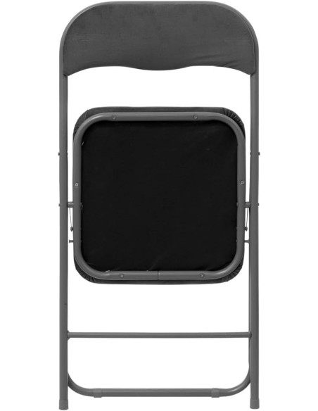 Silla Plegable de Terciopelo Gris con Estructura de Acero