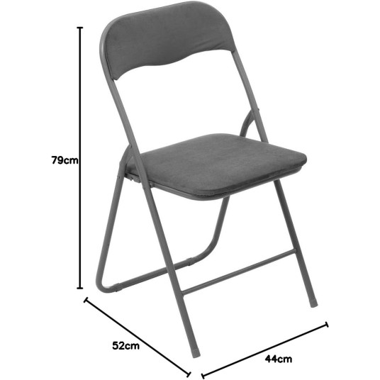 Silla Plegable de Terciopelo Gris con...