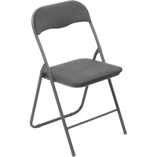 Silla Plegable de Terciopelo Gris con...