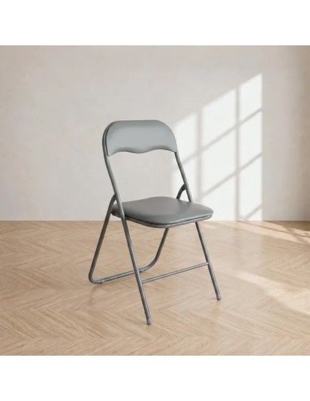 Silla Plegable Gris Claro Acolchada