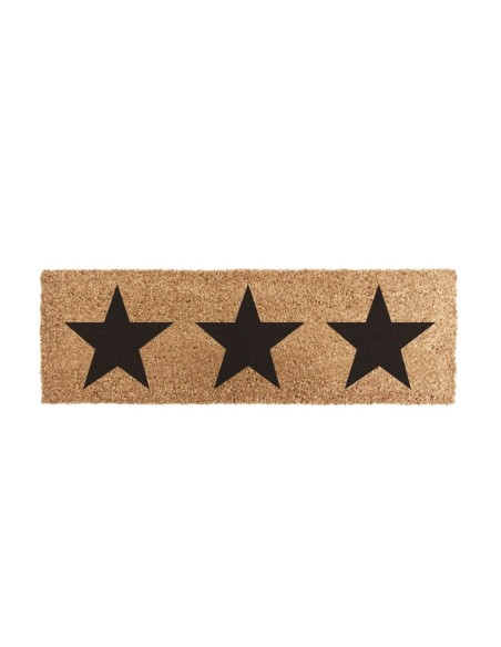 Felpudo de Coco Natural con Estrellas Negras 75 x 25 cm