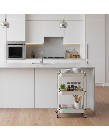 Carrito Auxiliar de Cocina Plegable Beige