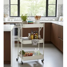 Carrito auxiliar de cocina plegable beige: práctico y funcional